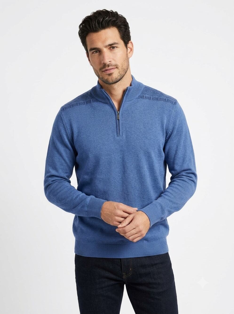 Tommy Bahama Pullover Sweater Men's M Blue Cashmere Blend Half-Zip Long Sleeve